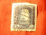 Timbru Austria 1918 supratipar Muntenegru 10h stampilat , cu pliu