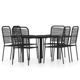 vidaXL Set de mobilier pentru grădină, 7 piese, negru