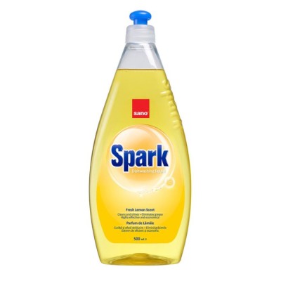 Detergent lichid pentru vase Sano Spark, parfum lamaie, 500 ml foto