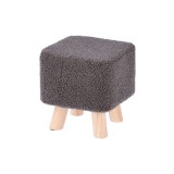 Taburet lemn textil buclat negru 27 x 27 x 26 cm