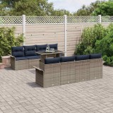 vidaXL Set de canapele pentru grădină cu pernă 9 pcs Gri Poli Rattan 3356988