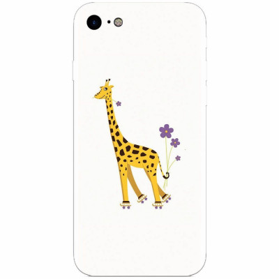 Husa silicon pentru Apple Iphone 7, Rollerskating Girafe Illustration foto