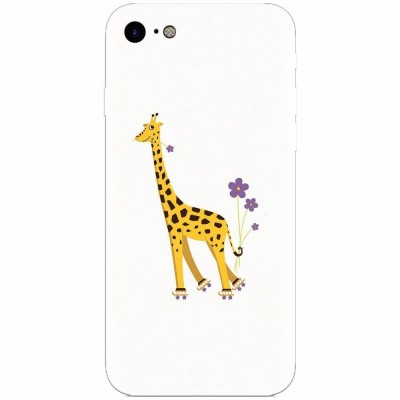 Husa silicon pentru Apple Iphone 7, Rollerskating Girafe Illustration foto