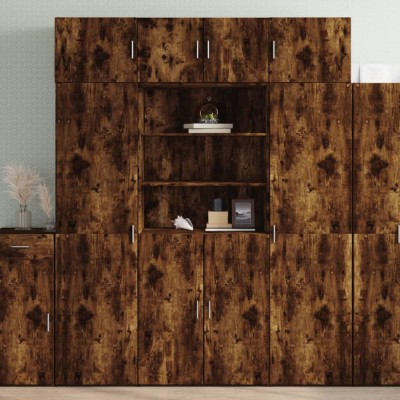 vidaXL Dulap depozitare stejar fumuriu 80x42,5x225 cm lemn prelucrat 3281347 foto