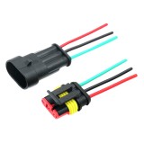 Set conector auto etans 3 pini, superseal, 12V 24V, mufa tata-mama cu fire pentru instalatii auto (OKN428-11-3)