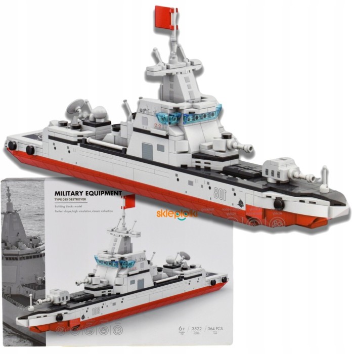 SET DE NAVĂ DE DISTRUGERE CU BLOCURI DE CONSTRUCȚIE PENTRU COPII MODEL MILITAR