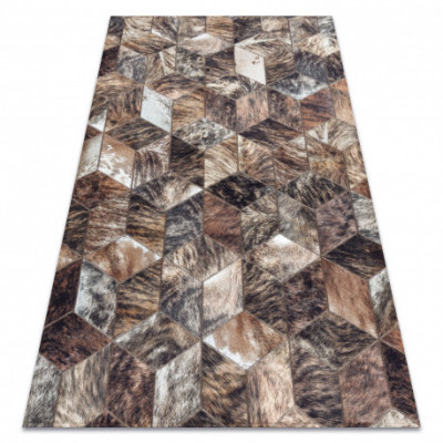 Covor PATCHWORK 21715 maro - Piele de vaca, Diamante, 120x170 cm foto