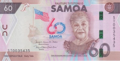Bancnota Samoa 60 Tala 2023 - PNew UNC ( comemorativa ) foto