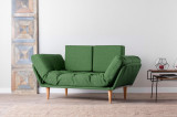 Canapea extensibila cu 3 Locuri Nina, Verde, 200 x 85 x 80 cm