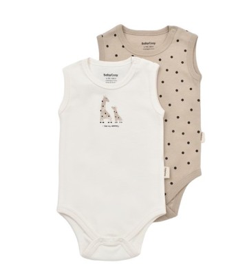 Set 2 body-uri fara maneci bebe unisex Girafa, BabyCosy, 100% bumbac organic (Marime: 3-6 Luni) foto