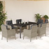 VidaXL Set mobilier de grădină cu perne, 7 piese gri deschis poliratan