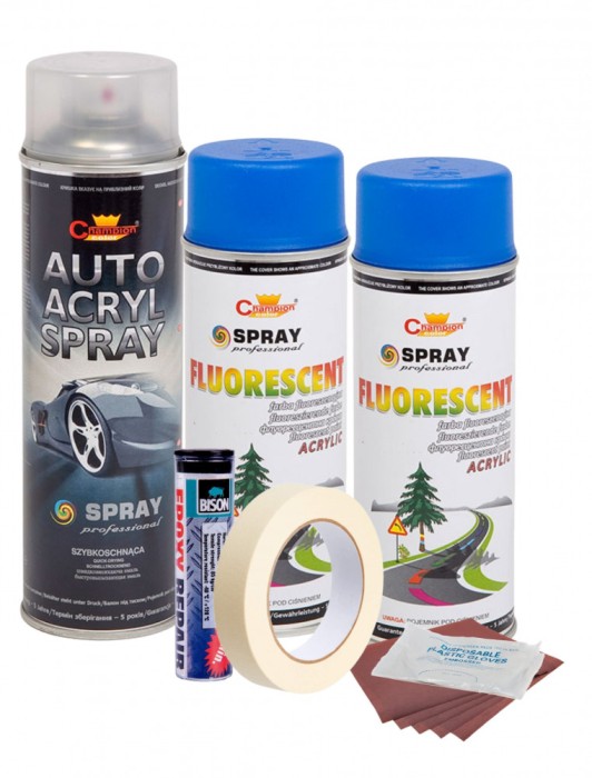 Kit complet reparatie si vopsire jante culoare Albastru Fluorescent, V2 FAVLine Selection