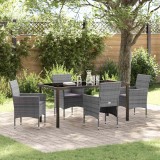 VidaXL Set de masă pentru grădină cu pernă 5 pcs Gri Rattan poli