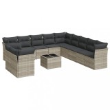 Set canapele de gradina cu perne, 12piese gri deschis poliratan