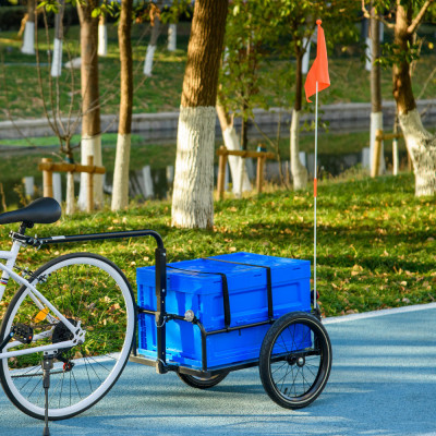 HOMCOM Carucior pentru bicicleta, sarcina maxima 40kg, Albastru foto