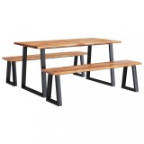 Cumpara ieftin Set de masa din 3 piese, margini naturale, lemn masiv de acacia