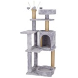 Ansamblu de joaca pentru pisici, cu loc pentru zgariat, ascuns, culcus, mingi, 127cm, gri Household NewTrend