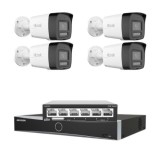 Sistem supraveghere IP 4K cu 4 camere audio bidirectional si NVR AcuSense