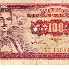 M1 - Bancnota foarte veche - Fosta Iugoslavia - 100 dinarI - 1955