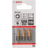Set 3 biti Pozidrive Bosch Max Grip Titanium, 25mm, PZ1/PZ2/PZ3 EMA2607001755