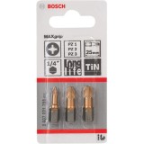 Set 3 biti Pozidrive Bosch Max Grip Titanium, 25mm, PZ1/PZ2/PZ3 EMA2607001755