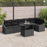 VidaXL Set de canapele pentru grădină 7 pcs Negru 100 x 55 x 73 cm
