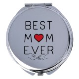 Oglinda machiaj, personalizata, din inox, dubla, saculet catinea, cu mesaj pentru mama, best mom ever