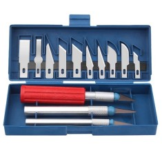 Set 13 cutite de precizie, otel, lame interschimbabile, cutie pentru depozitare inclusa