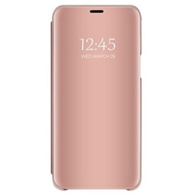 Husa Huawei P Smart Z, Clear View Flip Mirror Stand, Roz/Pink foto