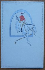 Carte postala cromolitografiata , echitatie , inceput de secol 20