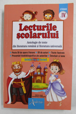 LECTURILE SCOLARULUI , ANTOLOGIE DE TEXTE DIN LITERATURA ROMANA SI LITERATURA UNIVERSALA , CLASA A - IV - a de LUMINITA DRAGHICI , 2023 foto