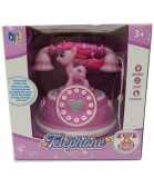 Telefon Retro Jucarie pentru Bebeluși Pony cu Sunet și Lumină Roz, Plastic, Peste 3 Ani