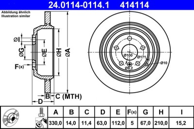 ATE 24.0114-0114.1 Disc frana foto