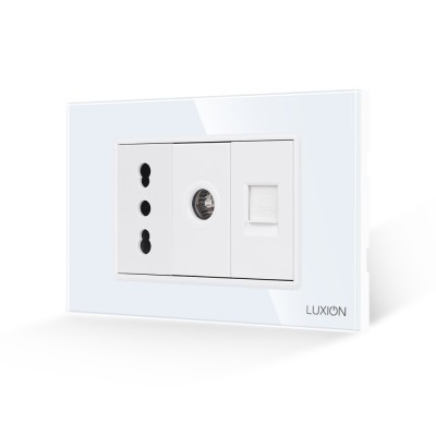 Priza Ingusta + TV + Internet cu Rama din Sticla LUXION, Standard Italian, 3M SmartElectro IntelligentHouse foto