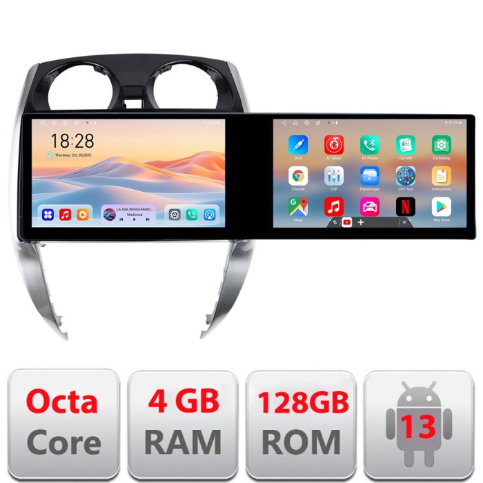 Navigatie Nisan Note 2012-2019 Edotec 2 ecrane 8 core 4+128 21.6 inch Incell android Wifi 5Ghz gps internet KIT-note-2012 CarStore Technology