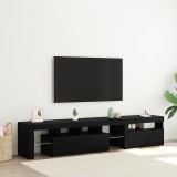 vidaXL Cabinete TV 2 piese cu Lumini LED din Stejar Negru și Lemn Ingineresc