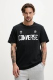 Converse tricou din bumbac barbati, culoarea negru, cu imprimeu, 10027363-A01
