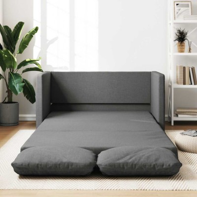 vidaXL Canapea extensibilă 2 &amp;icirc;n 1, gri &amp;icirc;nchis, 112x174x55 cm, textil foto