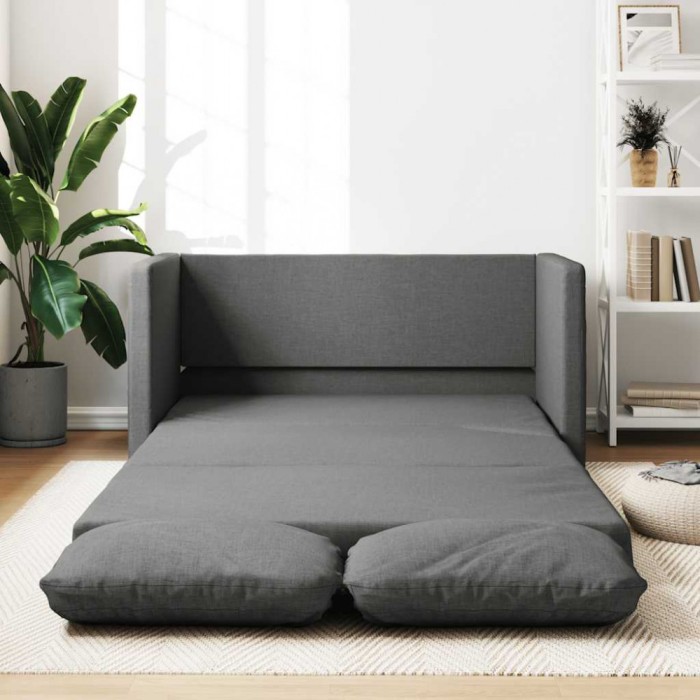 vidaXL Canapea extensibilă 2 &icirc;n 1, gri &icirc;nchis, 112x174x55 cm, textil