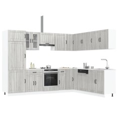 vidaXL Set de dulapuri de bucătărie 14 piese &bdquo;Lucca&rdquo; lemn Sonoma gri