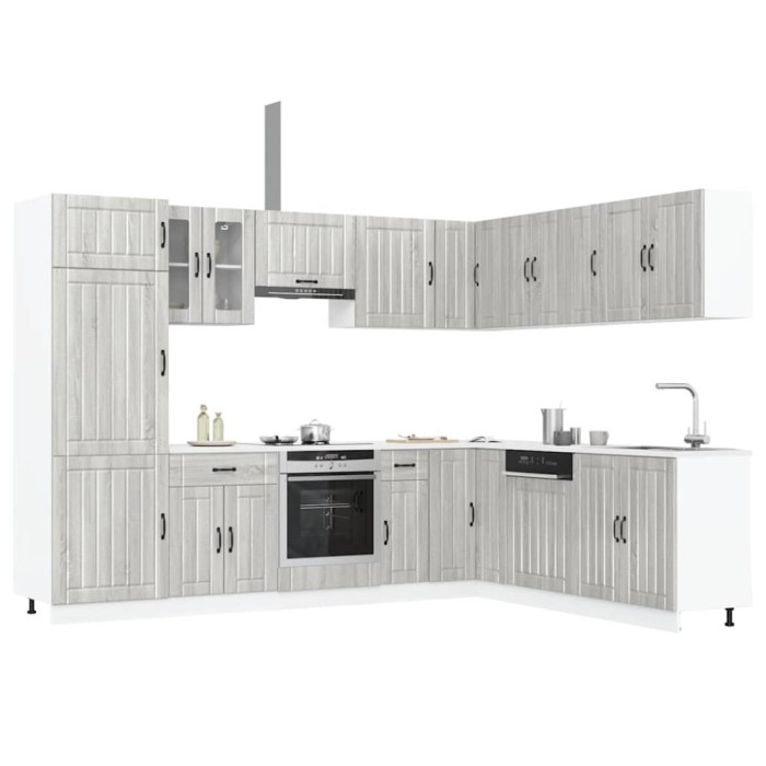 vidaXL Set de dulapuri de bucătărie 14 piese &bdquo;Lucca&rdquo; lemn Sonoma gri 3314987