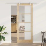 vidaXL Ușă glisantă natural 93 x 232 cm Lemn masiv de pin și sticlă 3332263