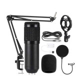 Microfon Profesional de Studio Condenser Edman BM800 cu stand inclus pentru Inregistrare Vocala, Streaming, Gaming, Karaoke, Negru