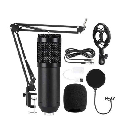 Microfon Profesional de Studio Condenser Edman BM800 cu stand inclus pentru Inregistrare Vocala, Streaming, Gaming, Karaoke, Negru foto