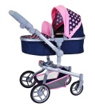 Cumpara ieftin Carucior landou pentru papusi, Knorr Toys Boonk, reglabil si transformabil, 59 x 42 x 80 cm, Pink Hearts