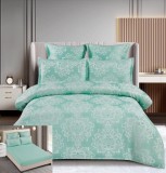 Cumpara ieftin Lenjerie Pat Jacquard Dembele Jx009, Jacquard, 6 Piese, Fara Elastic, Verde