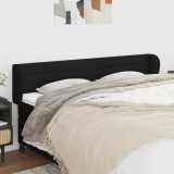 Cumpara ieftin Tăblie de pat cu aripioare negru 203x23x78/88 cm textil