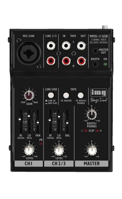 Mini mixer audio 2 canale Stage Line MMX-11USB Mini mixer audio 2 canale Stage Line MMX-11USB