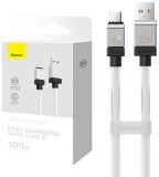 CABLU alimentare si date Baseus, Fast Charging Data Cable pt. smartphone, USB (T) la USB Type-C (T), 100W, 2m, alb, &quot;CAKW000702&quot; (include TV 0.18lei)