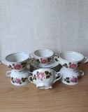 Set 6 boluri cu farfurioare portelan fin